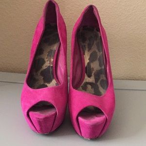 Jessica Simpson suede hot pink heels